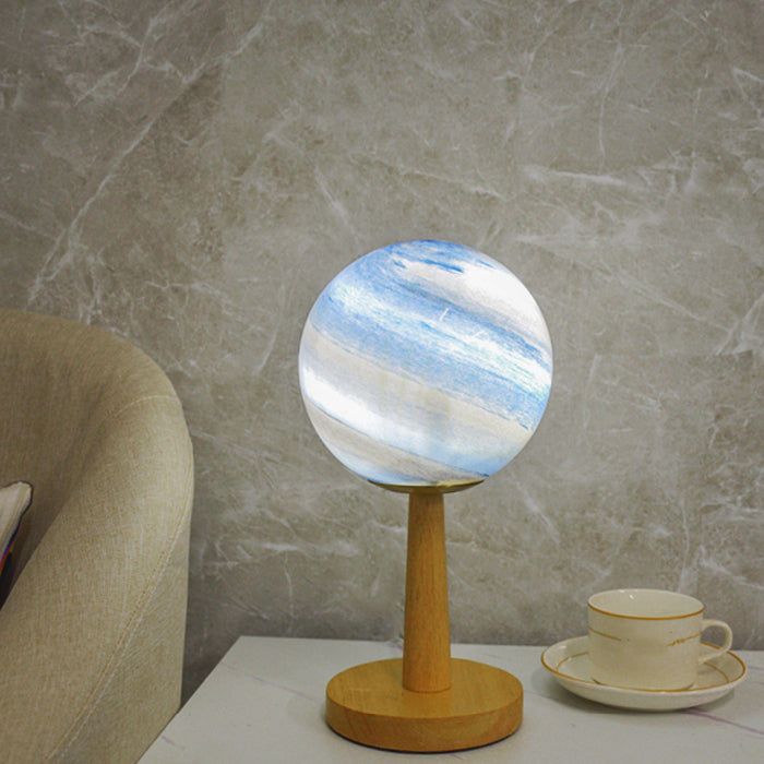 Nordic Style Table Lamp Brown Spherical Table Lamp with Glass for Study Room