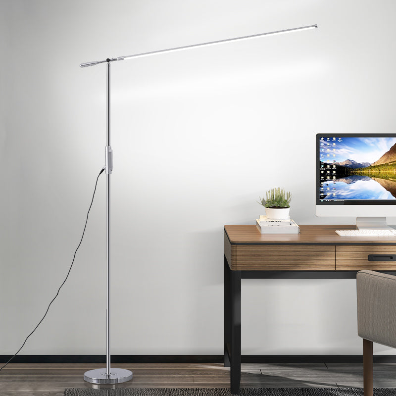 Linear Metal Floor Lamp Modern Silver LED Standing Light with Adjustable Joint