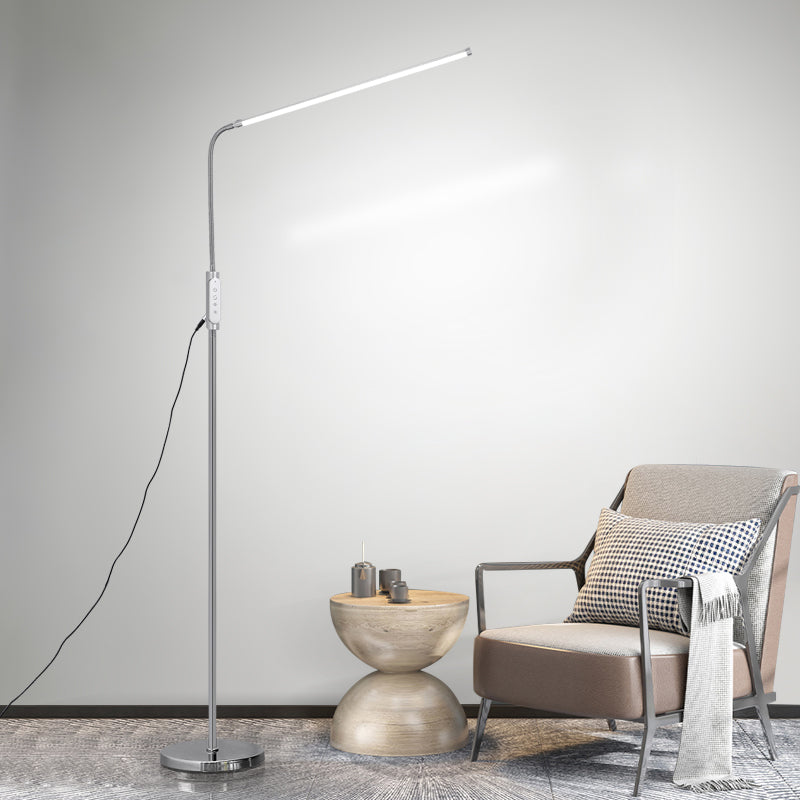 Linear Metal Floor Lamp Modern Silver LED Standing Light with Adjustable Joint