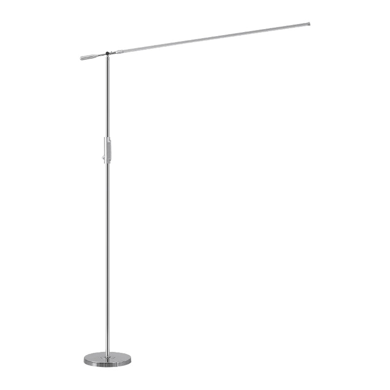 Lineaire metalen vloerlamp Moderne zilveren LED Standlicht met verstelbare gewricht