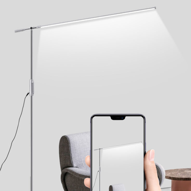 Lineaire metalen vloerlamp Moderne zilveren LED Standlicht met verstelbare gewricht