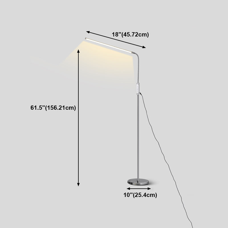 Lampadaire en métal linéaire LED argent moderne LED debout avec joint réglable