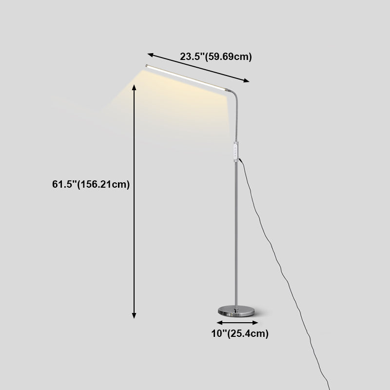 Lampadaire en métal linéaire LED argent moderne LED debout avec joint réglable