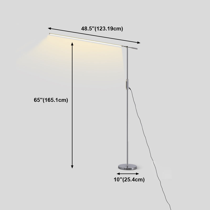 Linear Metal Floor Lamp Modern Silver LED Standing Light with Adjustable Joint