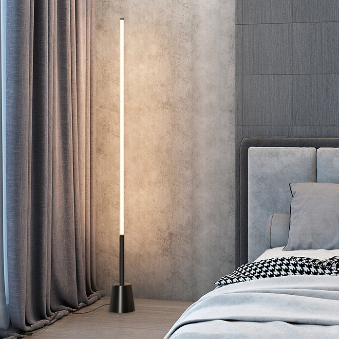 Linear LED Floor Lamp Simplicity Acrylic Bedside Standing Light in Black