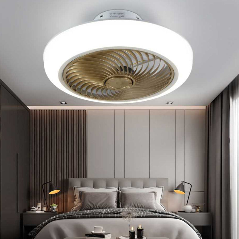 Invisible Blades Fan Lamp Modern Acrylic Bedroom LED Semi Flush Ceiling Light