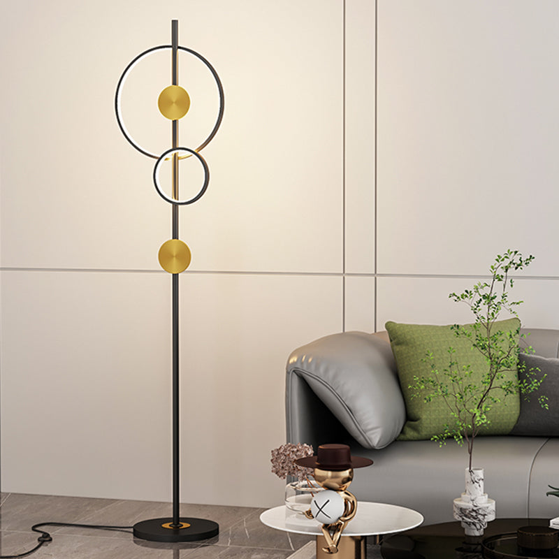 Metal Funnel Shape Floor Lamp Modern Style 2 Lights Floor Lamp Fixture in Black