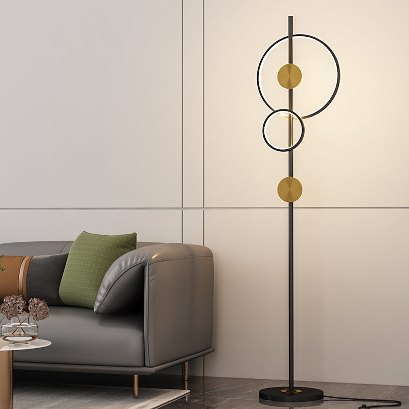 Metal Funnel Shape Floor Lamp Modern Style 2 Lights Floor Lamp Fixture in Black