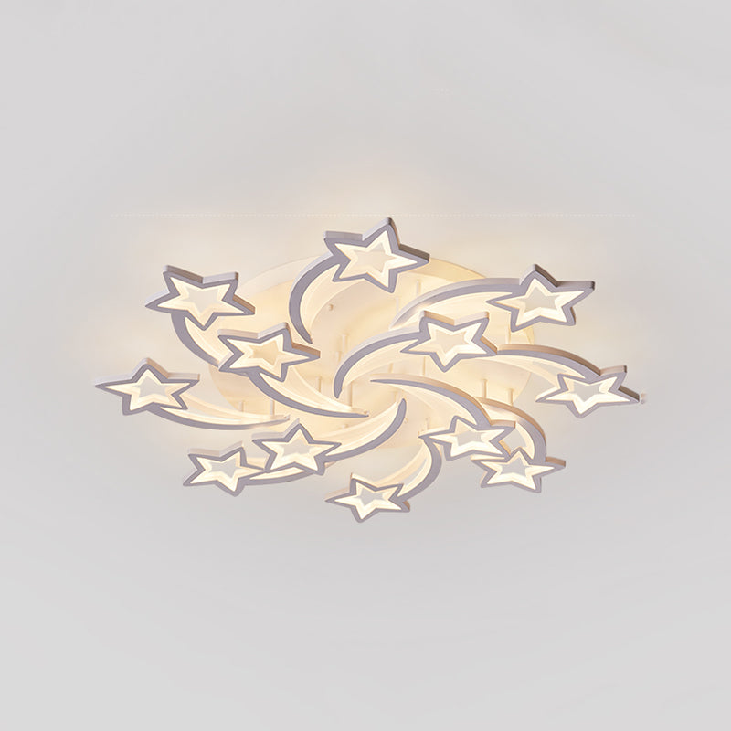 Metal Star Flush Mount Ceiling Light Modern-Style LED White Close to Ceiling Lamp