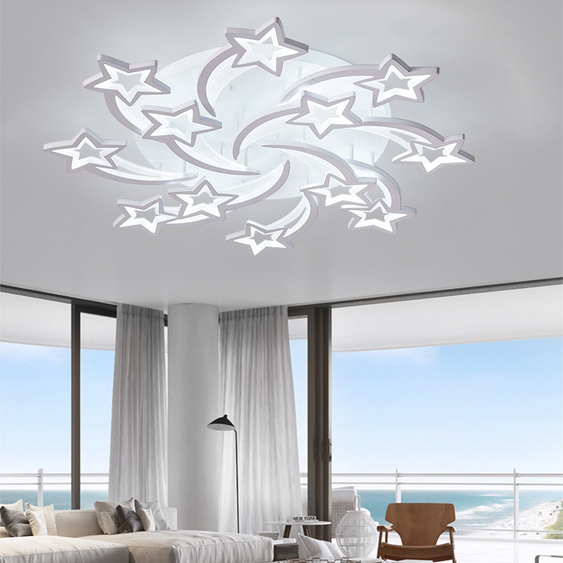 Metal Star Flush Mount Ceiling Light Modern-Style LED White Close to Ceiling Lamp