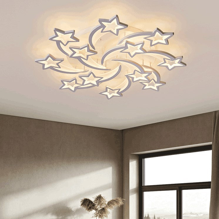 Étoile en métal à chasse d'eau plafonnier LED de style moderne blanc près du plafond lampe