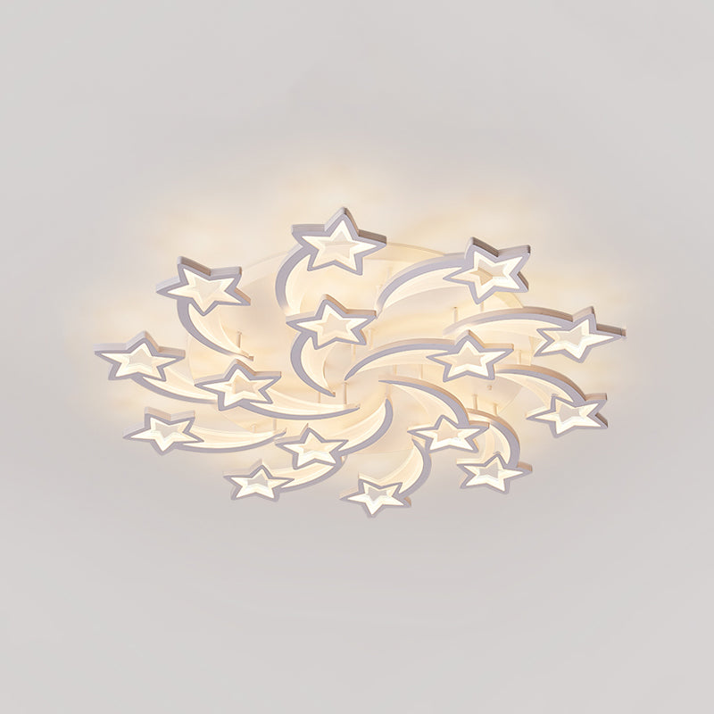 Étoile en métal à chasse d'eau plafonnier LED de style moderne blanc près du plafond lampe