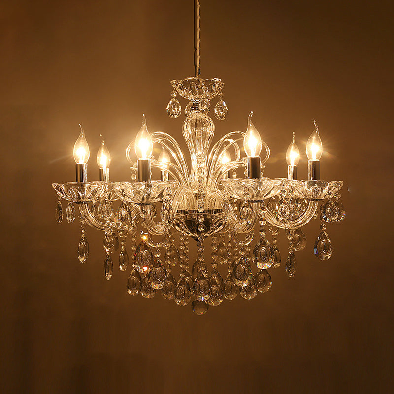 Lumière de lustre de style nordique 8 lumières en forme de suspension en forme de bougie pour le salon