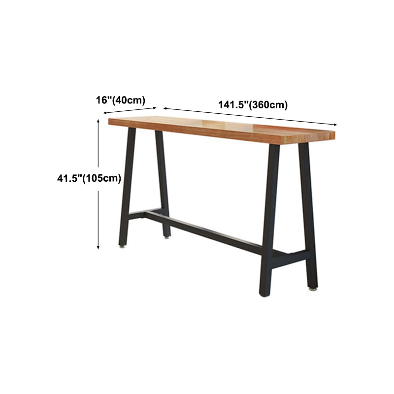 Modern Wood Bistro Bar Table with Rectangle Table Top Black Trestle Table - 42" H