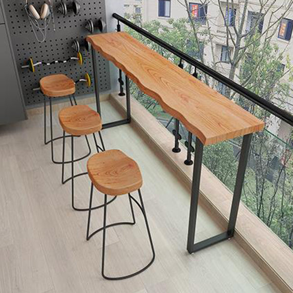 Modern Wood Bar Table with Rectangle Table Top Black Sled Table with 42-inch Height