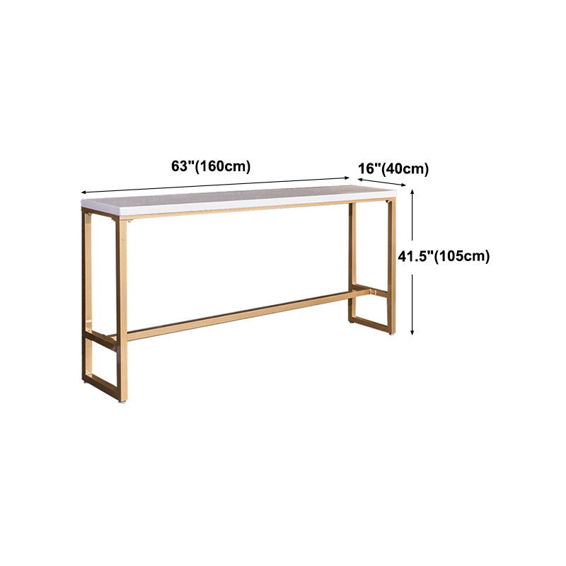 Glam White Metal Counter Table with Rectangle Table Top Gold Trestle Table - 43" H