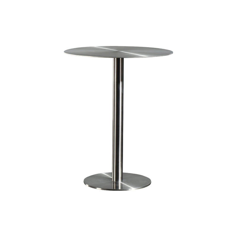 Modern Silver Metal Counter Table with Round Table Top Silver Pedestal Table