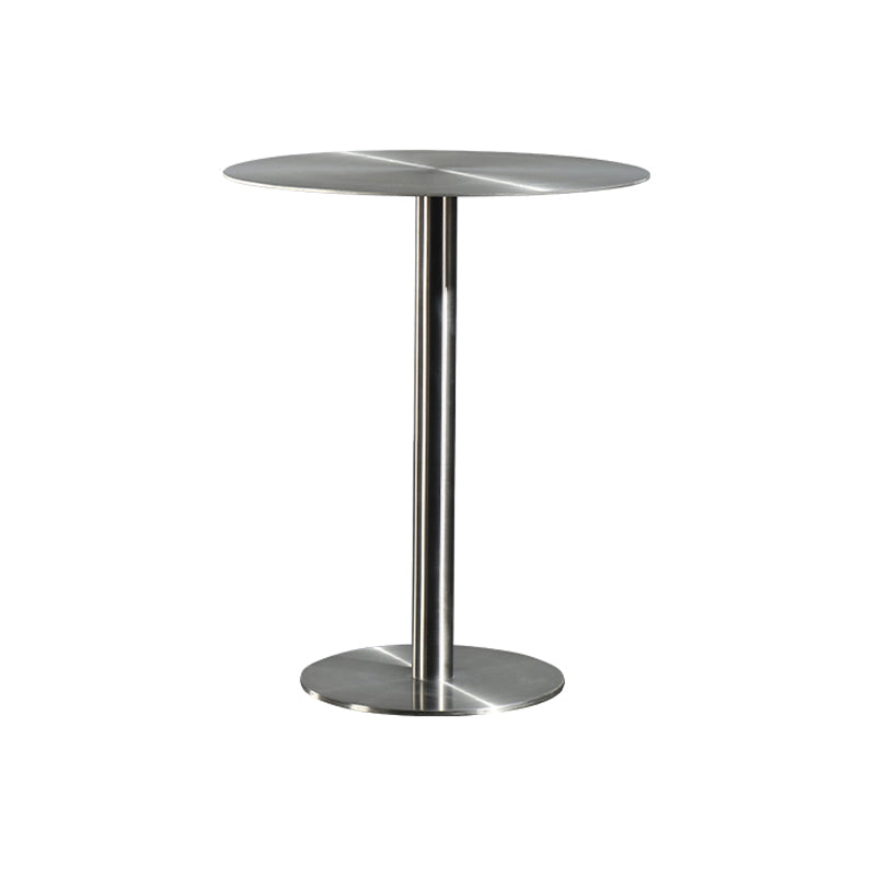 Modern Silver Metal Counter Table with Round Table Top Silver Pedestal Table