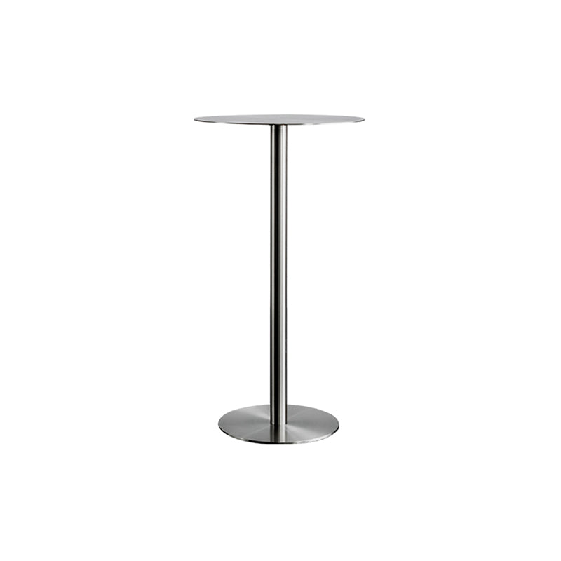 Modern Silver Metal Counter Table with Round Table Top Silver Pedestal Table