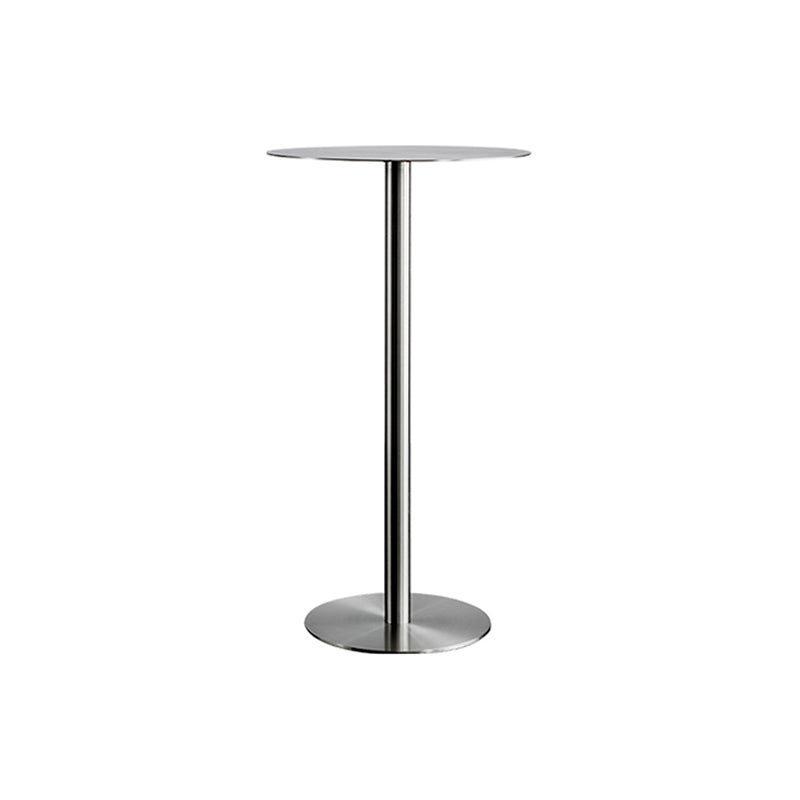 Modern Silver Metal Counter Table with Round Table Top Silver Pedestal Table