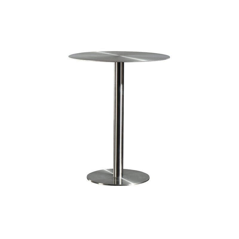 Modern Silver Metal Counter Table with Round Table Top Silver Pedestal Table