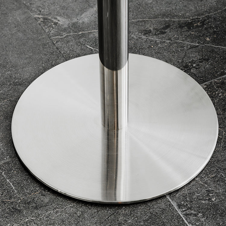 Modern Silver Metal Counter Table with Round Table Top Silver Pedestal Table