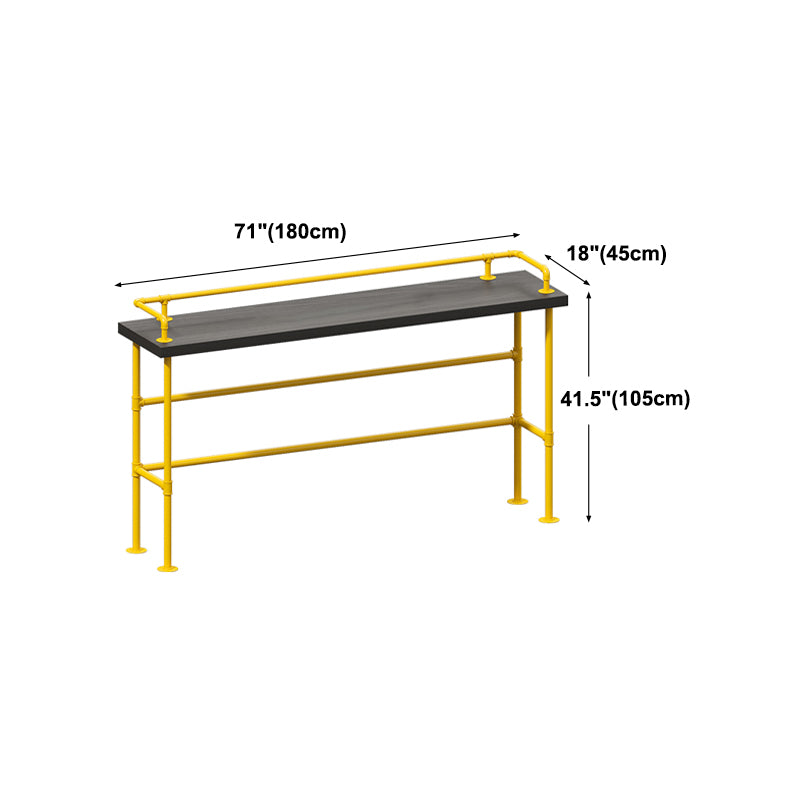 Modern Black Wood Counter Table with Rectangle Table Top Yellow Trestle Table -42" H