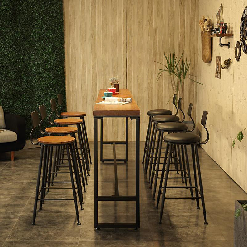 Brown Modern Style Rectangle Bar Table in Metal and Wood Table Cafe Bar Table