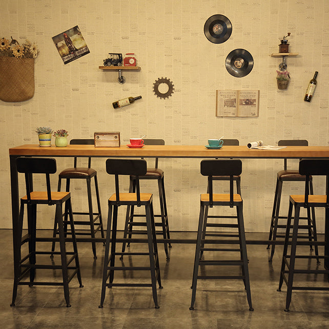 Brown Modern Style Rectangle Bar Table in Metal and Wood Table Cafe Bar Table