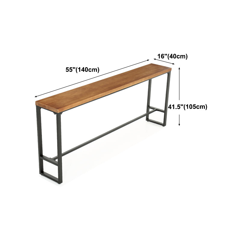 Brown Modern Style Rectangle Bar Table in Metal and Wood Table Cafe Bar Table