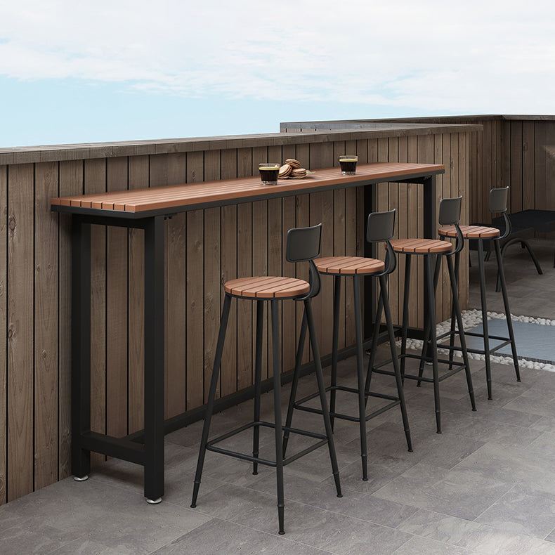 Brown Modern Style Bar Table in Solid Wood and Metal Bar Table for Outdoor