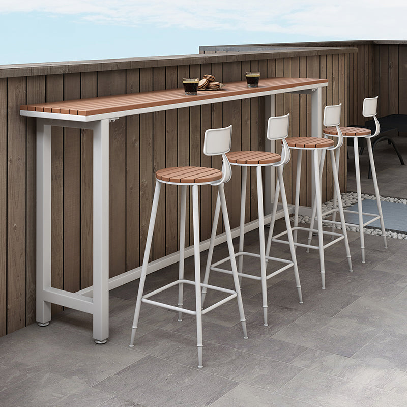 Brown Modern Style Bar Table in Solid Wood and Metal Bar Table for Outdoor