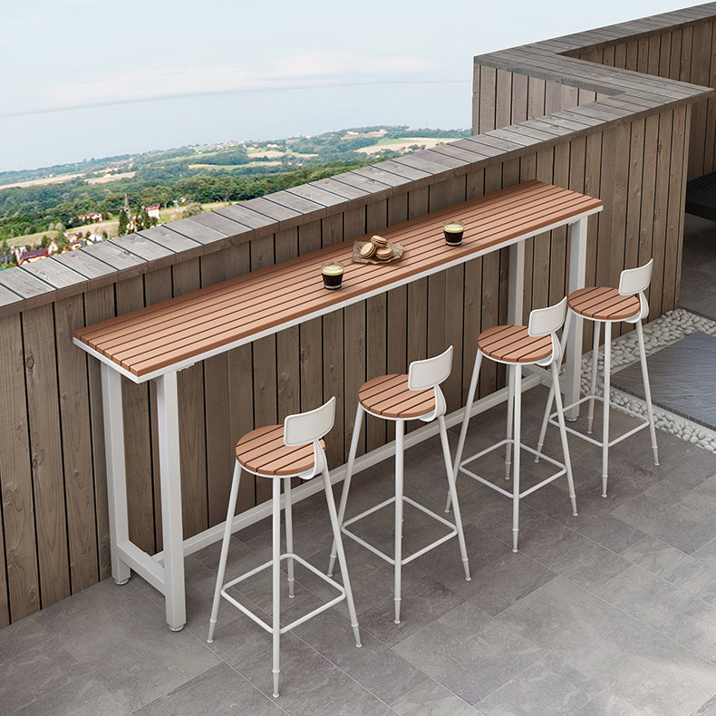 Brown Modern Style Bar Table in Solid Wood and Metal Bar Table for Outdoor