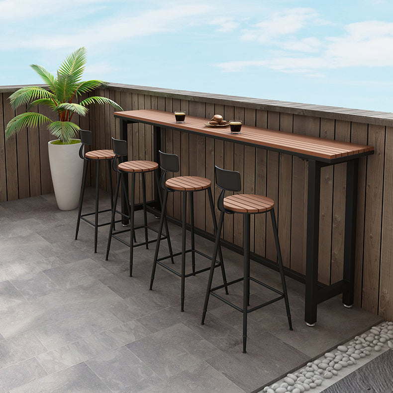 Brown Modern Style Bar Table in Solid Wood and Metal Bar Table for Outdoor