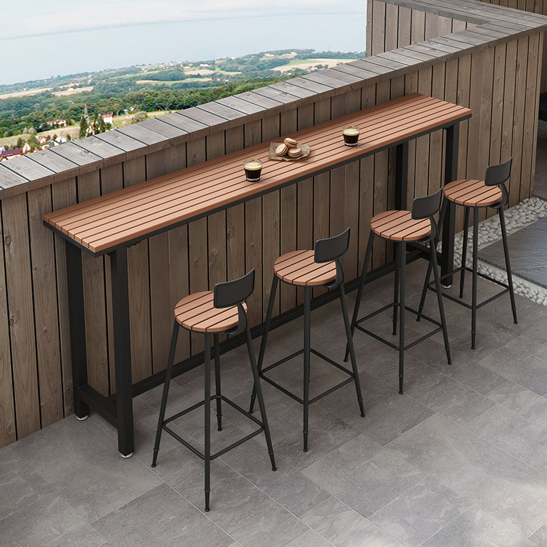 Brown Modern Style Bar Table in Solid Wood and Metal Bar Table for Outdoor