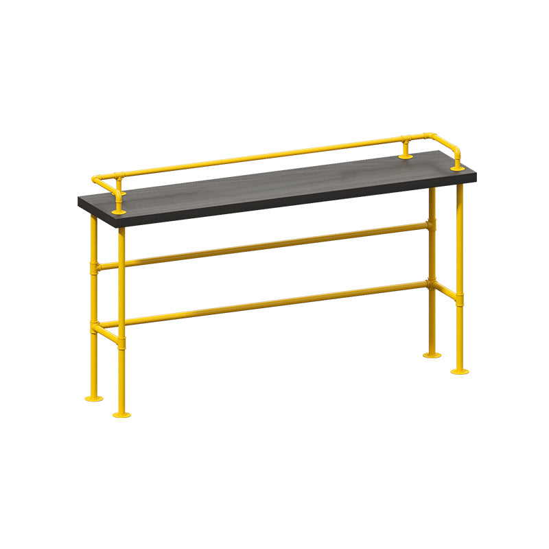 Modern Black Wood Counter Table with Rectangle Table Top Yellow Trestle Table -42" H