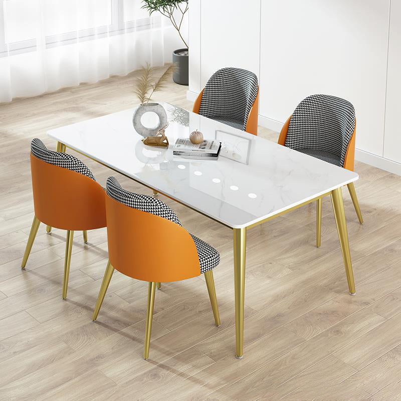 1/4/5/7 Pcs Metal Scandinavian Dining Room Set with Rectangle Table Dinette Set