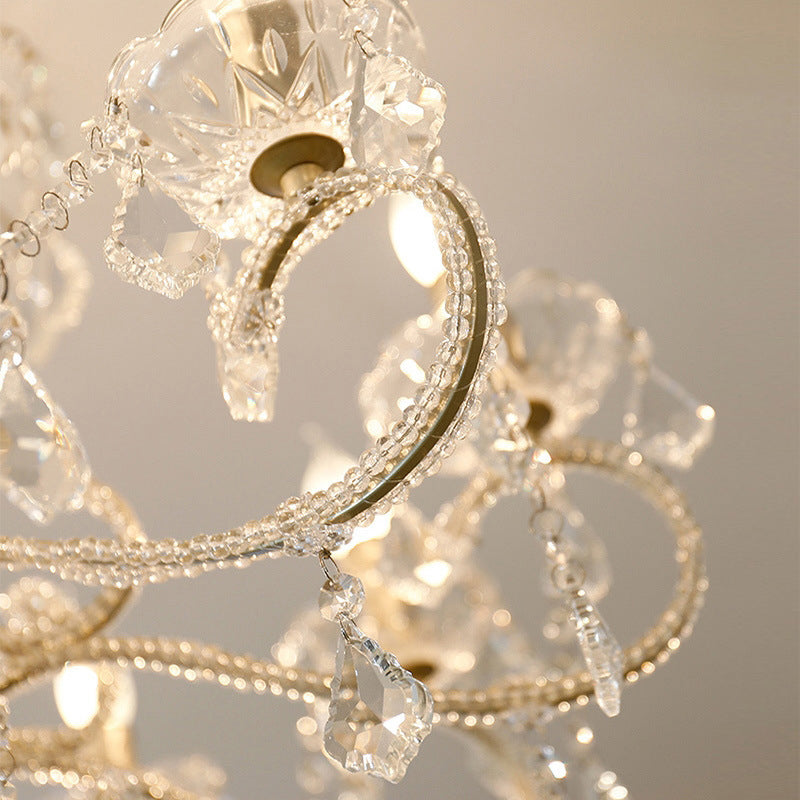 Traditionelle hängende Deckenleuchten goldene Kristall Kerze Hängende Anhängerlampe