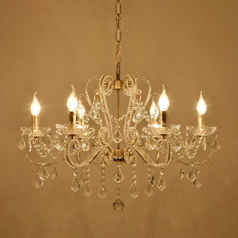 Traditional Hanging Ceiling Lights Gold Crystal Candle Hanging Pendant Lamp