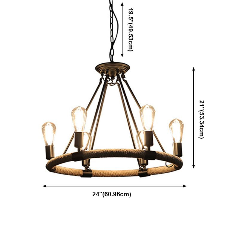 Industrielle Hanglampen -Kit -Rad Seil Anhänger Beleuchtungskörper für Bar