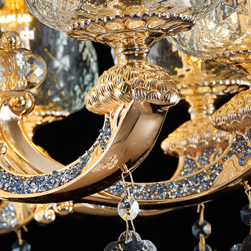 Kronleuchter hell Gold im nordischen Stil Anhänger Licht mit Kristall Tropfen