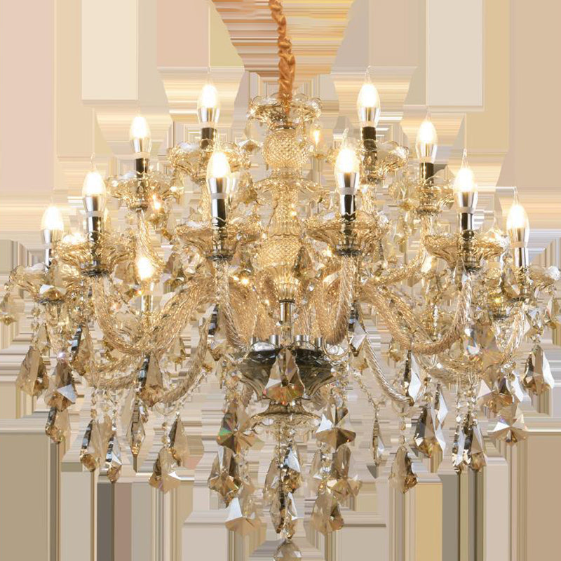 Lámpara de vidrio de cristal de lámpara de candelabro de velas para sala de estar para sala de estar