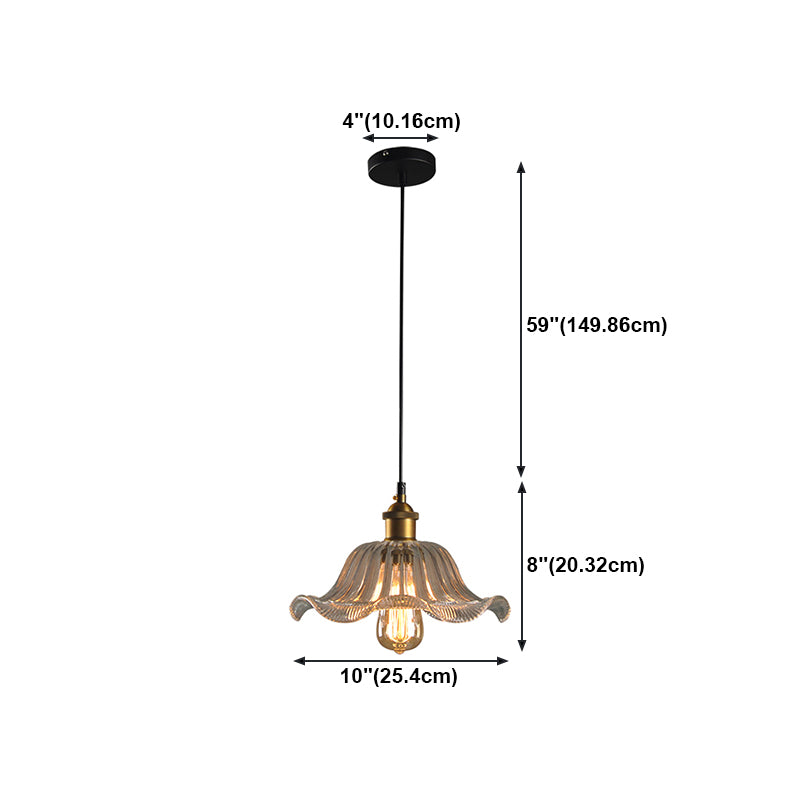 Luminaire de suspension en verre transparent floral