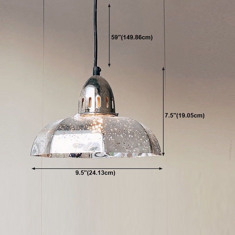 1-Light Pendant Style industriel Géométrique Silver Mercury Glass Hanging Light for Cafe