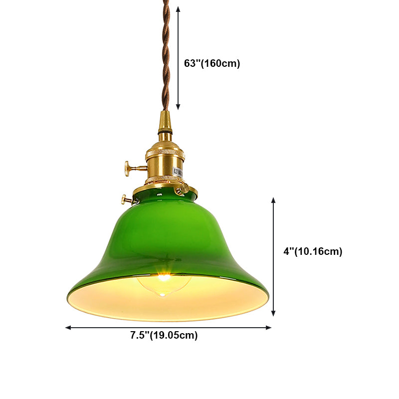 Lámpara de colgante de colgante pequeño de latón lámpara colgante de 1 cabeza vintage con interruptor giratorio