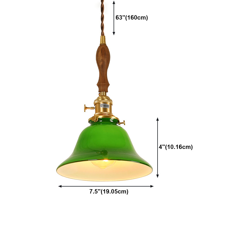 LAMPLE SMAL PENDANT LAMPE VINGE VINTAGE VERRE GREEN 1 LAMPE DE PLACE AVEC ROTARY STOW