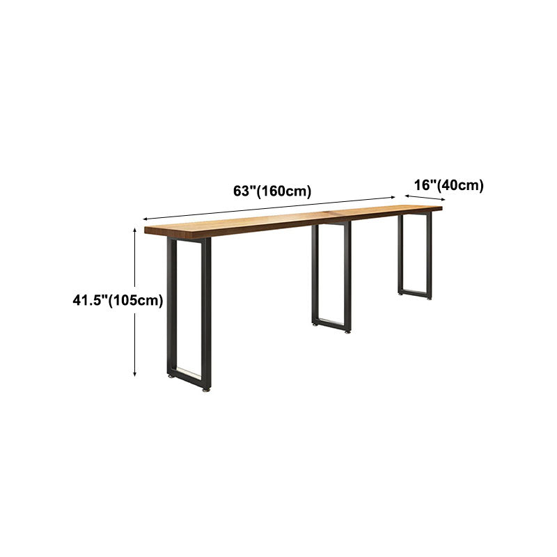 Modern Wood Pub Table with Rectangle Table Top Black Trestle Table with 42-inch Height