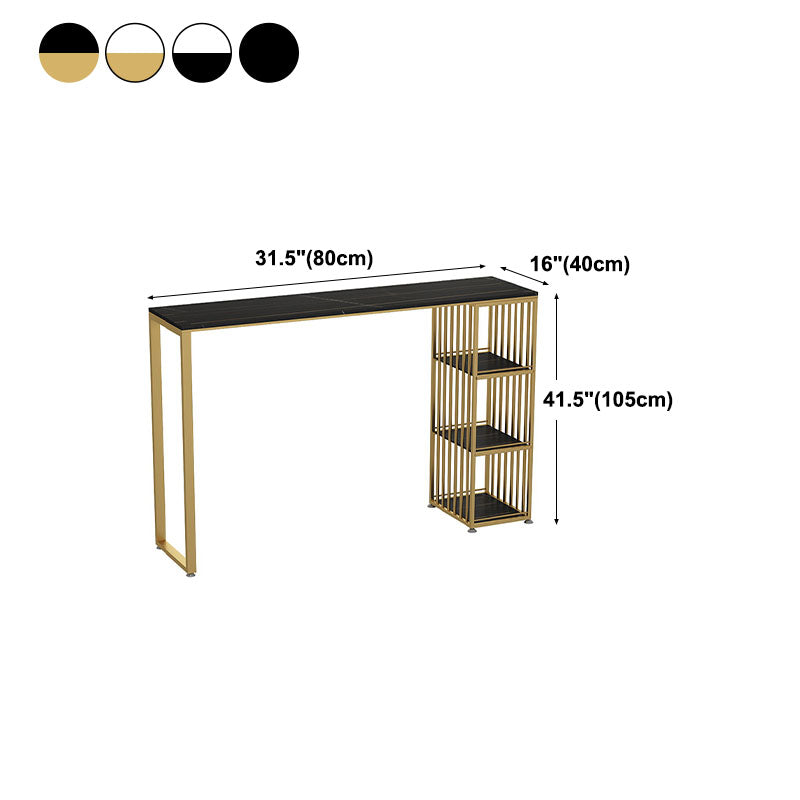 Glam Marble Bar Table with Rectangle Table Top Double Pedestal Table with 42-inch Height