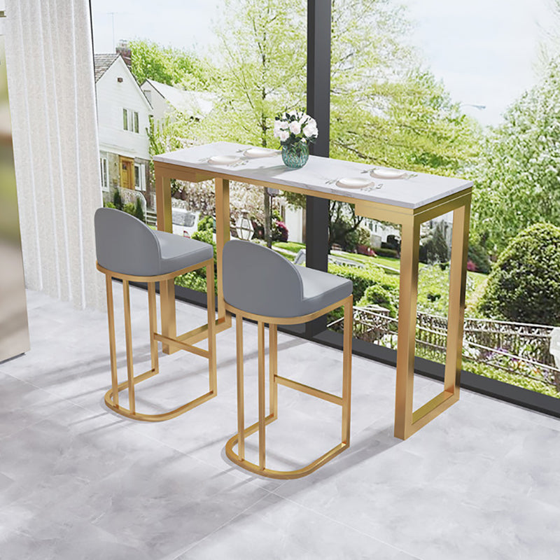 Glam White Marble Table with Rectangle Table Top Gold Sled Table - 42" H