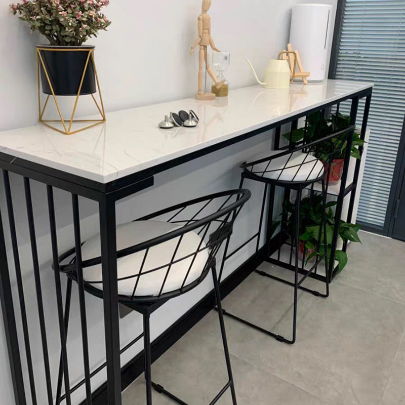 Modern White Marble Table with Rectangle Table Top Sled Table - 42" H